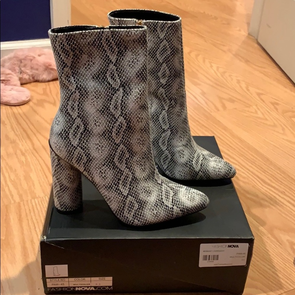 Snakeskin booties